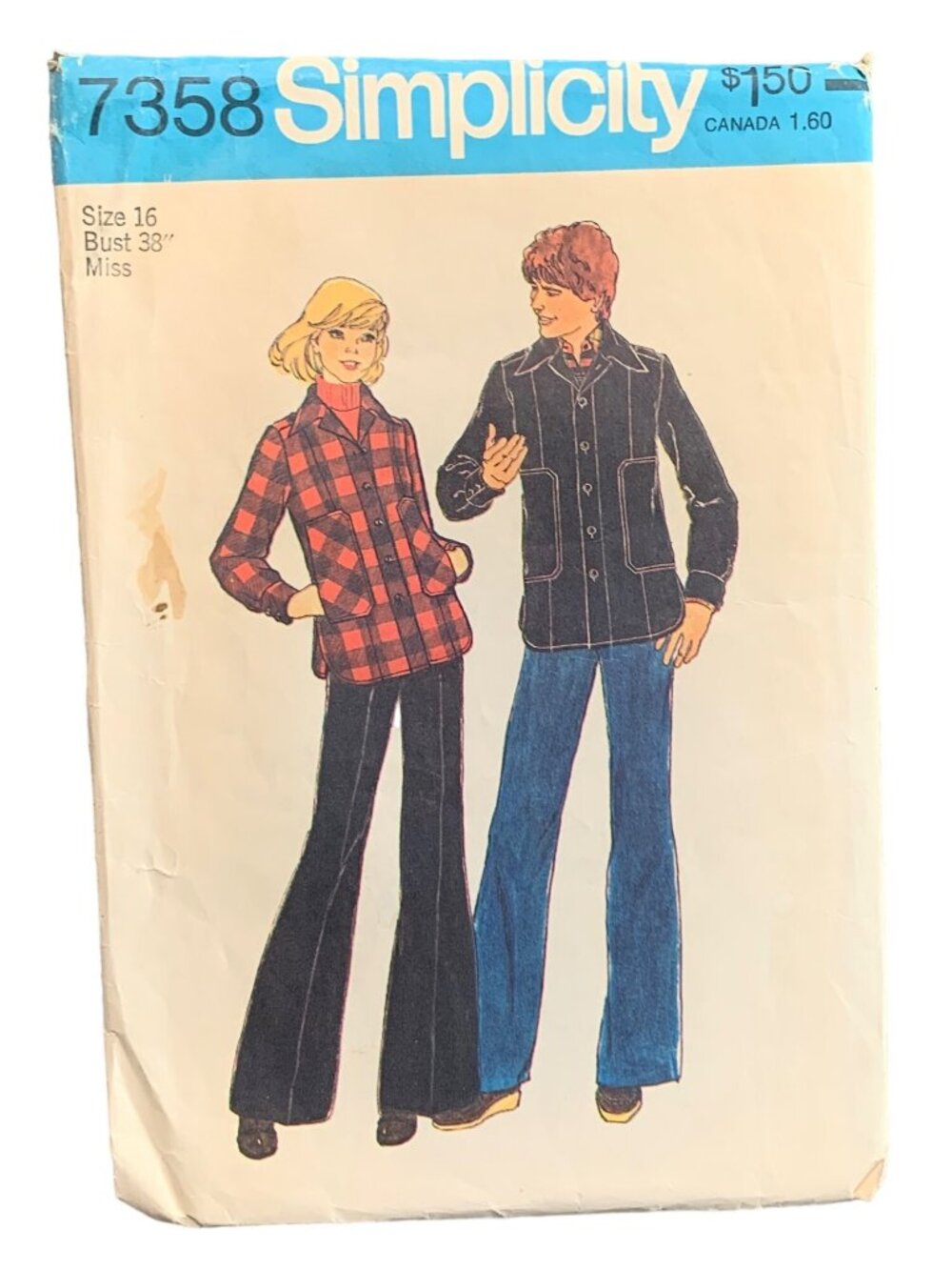 Simplicity 7358 Pattern Misses Mens Unlined Jacket Size 16